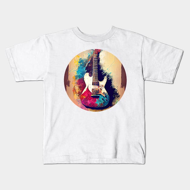 Abstract drawing, musical instrument, electric Rock guitar Kids T-Shirt by fachtali